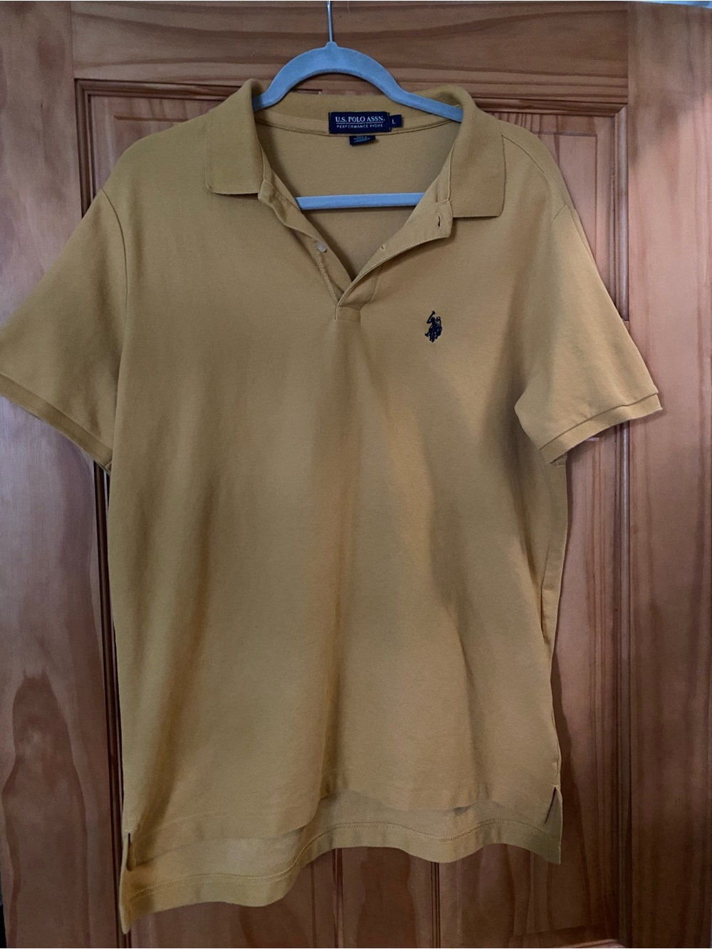 U.S. Polo Assn. Men's Golden Yellow Polo with Navy Logo
